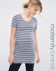 Полосатый топ-туника в рубчик для беременных New Look Maternity - Синий