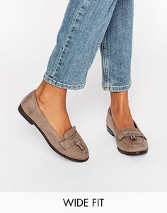 Лоферы в замшевом стиле для широкой стопы New Look - Коричневый