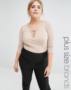 Топ со шнуровкой New Look Plus - Серый