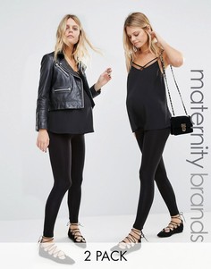 2 пары бесшовных леггинсов для беременных New Look Maternity - Черный