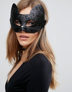 Маска кошки с блестками New Look Halloween - Черный