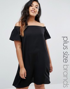 Платье из крепа с открытыми плечами New Look Plus - Черный