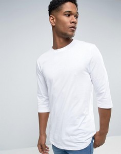 Белая футболка с рукавами 3/4 и асимметричным краем New Look - Белый