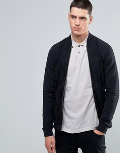 Черная спортивная куртка узкого кроя с однотонным принтом пейсли Pretty Green - Черный