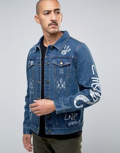 Джинсовая куртка с принтом в стиле граффити Liquor &amp; Poker - Синий