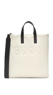 Объемная сумка с короткими ручками и логотипом Dkny