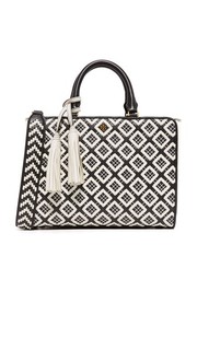 Маленькая стеганая сумка-портфель Robinson с плетеным узором Tory Burch