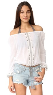 Capri Cropped Peasant Top