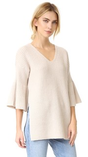 V Neck Tunic Sweater with Bell Sleeves Derek Lam 10 Crosby