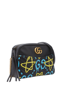 Кожаная сумка с принтом Gucci