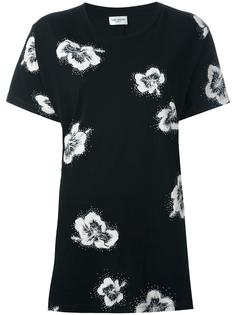 футболка с цветочным принтом   Saint Laurent
