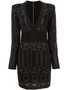 приталенное платье с вышивкой Balmain
