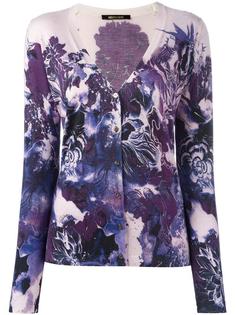 кардиган с V-образным вырезом и цветочным узором Roberto Cavalli