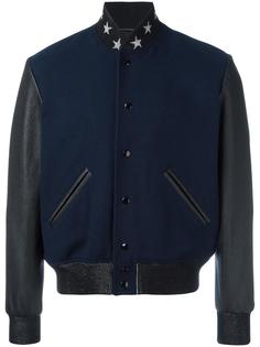 куртка-бомбер с кожаными рукавами Saint Laurent