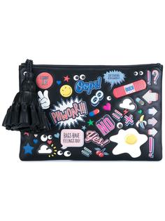 Leather Sticker Clutch Bag Anya Hindmarch