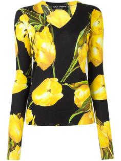 джемпер с рисунком из тюльпанов Dolce &amp; Gabbana