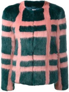 'Gustav' faux-fur plaid coat  Shrimps