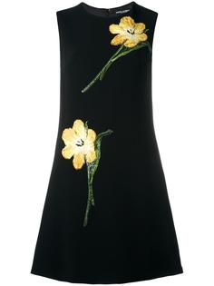 платье-шифт с вышивкой тюльпанов Dolce &amp; Gabbana