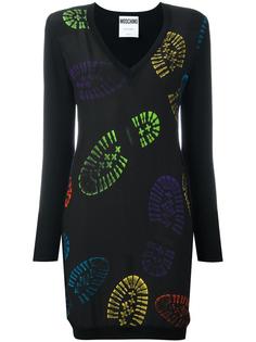 платье с принтом отпечатка подошвы  Moschino