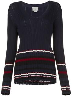 striped v-neck jumper Grey Jason Wu