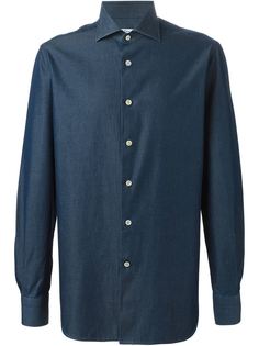 джинсовая рубашка с косым воротником Kiton