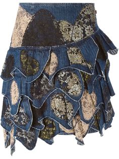 джинсовая юбка с кружевными деталями  Christian Lacroix Vintage