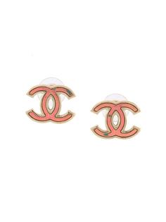 CC logo iridescent earrings Chanel Vintage