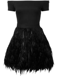 платье с юбкой из перьев Alice+Olivia