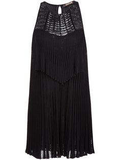 плиссированное платье с вышивкой-макраме  Roberto Cavalli