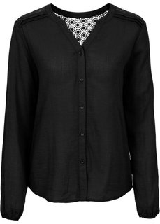 Блуза с вязаным кружевом (оливковый) Bonprix