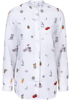 Блузка (белый/черный с рисунком) Bonprix