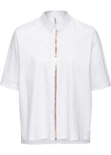 Широкая короткая блузка с блестящими деталями (оливковый/золотистый) Bonprix