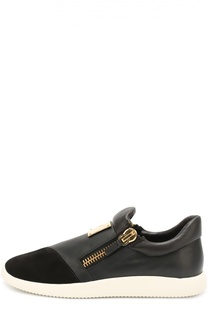 Кожаные кеды Runner с молниями Giuseppe Zanotti Design