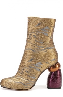 Парчевые ботильоны на фигурном каблуке Dries Van Noten
