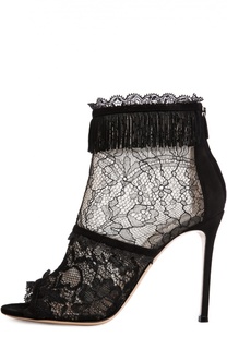 Кружевные ботильоны с открытым мысом Gianvito Rossi