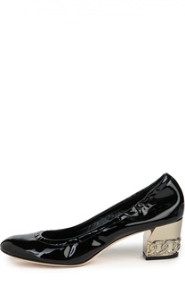 Лаковые туфли на устойчивом каблуке Casadei