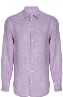 Льняная рубашка с воротником кент Armani Collezioni