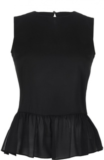 Шелковый топ с полупрозрачной баской и бантом на спине REDVALENTINO