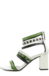 Кожаные босоножки на устойчивом каблуке Roberto Cavalli