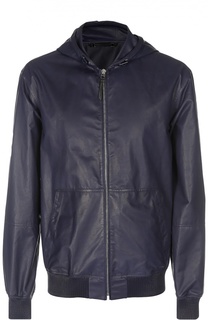 Кожаный бомбер с капюшоном Ermenegildo Zegna