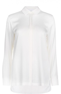 Шелковая блуза с удлиненной спинкой и плиссировкой DKNY