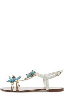Кожаные сандалии с декором Dolce &amp; Gabbana