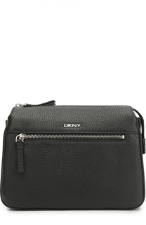 Кожаная сумка с логотипом бренда DKNY