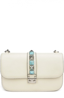 Сумка Glam Lock medium с шипами из бирюзы Valentino