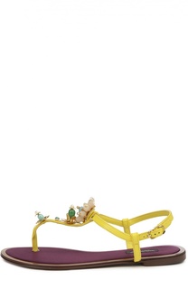 Кожаные сандалии с декором Dolce &amp; Gabbana