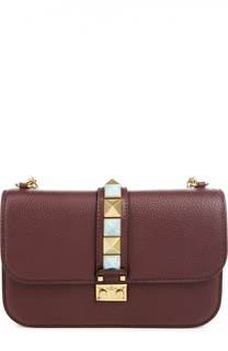 Сумка Glam Lock medium с шипами из бирюзы Valentino