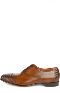 Оксфорды с плетеным мысом Santoni