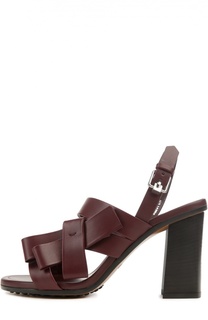 Кожаные босоножки на устойчивом каблуке Tod’s