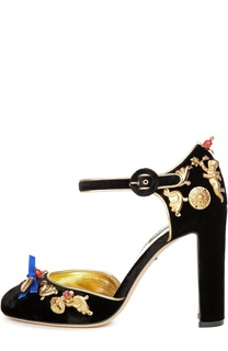 Бархатные туфли Vally с декором Dolce &amp; Gabbana