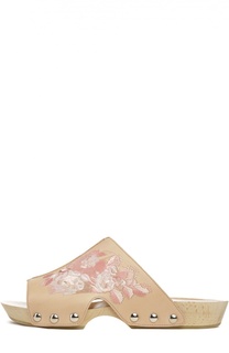 Кожаные сабо с вышивкой Alexander McQueen